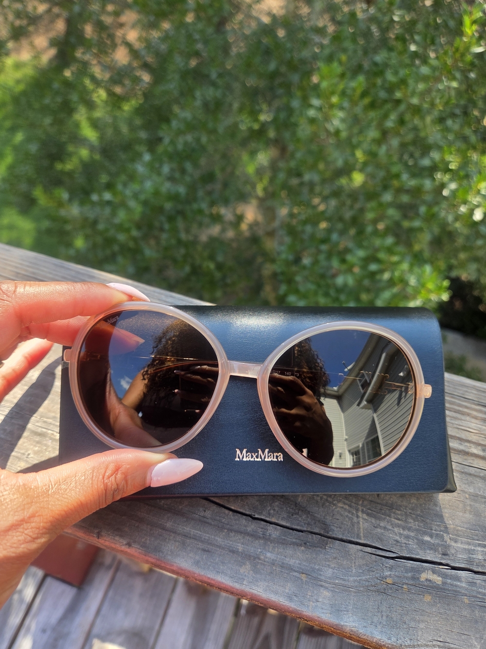 MaxMara Round Sunglasses in Pale Pink Frame